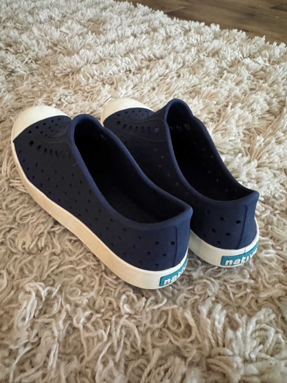 Native Jefferson Slip-On Kids Shoes in Navy size 12